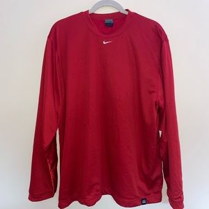 Vintage Nike Center Swoosh Red Long Sleeve Shirt L